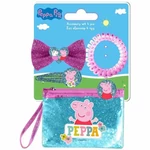 Kép 1/3 - Luna: Peppa malac neszeszer tartó és hajkiegészítő szett 4 db-os csomag