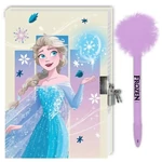 Kép 2/2 - Disney: Jégvarázs 2 titkos napló lakattal és pom-pomos tollal 12×18 cm 60 lapos