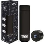 Kép 1/2 - Must: Smart Thermos rozsdamentes-acél kulacs LED hőmérséklet kijelzővel, gumi bevonattal fekete színben 500ml