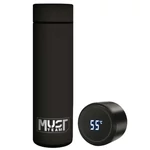 Kép 2/2 - Must: Smart Thermos rozsdamentes-acél kulacs LED hőmérséklet kijelzővel, gumi bevonattal fekete színben 500ml