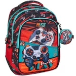 Kép 1/2 - Must… Gamer lekerekített 3 rekeszes iskolatáska, hátizsák 32×18×43 cm