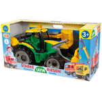 Kép 2/3 - LENA: Óriás traktor homlokrakodóval és markolókanállal sárga/zöld 65 cm