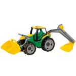 Kép 3/3 - LENA: Óriás traktor homlokrakodóval és markolókanállal sárga/zöld 65 cm