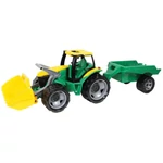 Kép 1/2 - LENA: Óriás traktor homlokrakodóval és utánfutóval zöld/sárga 108 cm