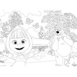 Kép 3/3 - Mása és a medve 2 az 1-ben 24 db-os maxi padló puzzle és színező 70×50 cm – Lisciani