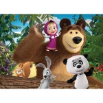 Kép 5/6 - Mása és a medve 2 az 1-ben 4×48 db-os maxi padló puzzle és színező 35×25 cm – Lisciani