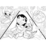 Kép 3/3 - Stitch 2 az 1-ben 150 db-os maxi puzzle és színező 70×50 cm – Lisciani