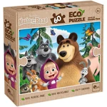 Kép 1/3 - Mása és a medve 2 az 1-ben 60 db-os Eco puzzle és színező 70×50 cm – Lisciani