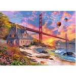 Kép 2/3 - Wood Craft: Naplemente a Goldebn Gate-nél fa puzzle 1000 db-os – Trefl
