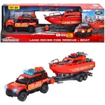 Kép 1/3 - Majorette: Land Rover tűzoltó autó hajóval fény és hangeffektekkel 33 cm – Simba Toys