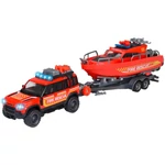Kép 3/3 - Majorette: Land Rover tűzoltó autó hajóval fény és hangeffektekkel 33 cm – Simba Toys