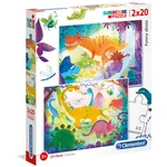 Kép 1/2 - Vicces dinók Supercolor 2 az 1-ben puzzle 2×60 db-os – Clementoni