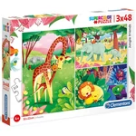 Kép 1/2 - Dzsungel barátok Supercolor 3 az 1-ben puzzle 3×48 db-os – Clementoni
