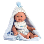 Kép 1/6 - Llorens: Bebito 26 cm-es kisfiú baba kék fürdőköpennyel