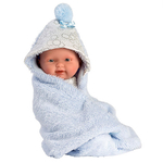 Kép 2/6 - Llorens: Bebito 26 cm-es kisfiú baba kék fürdőköpennyel
