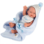 Kép 5/6 - Llorens: Bebito 26 cm-es kisfiú baba kék fürdőköpennyel