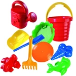 Kép 1/3 - Nagy homokozó szett hullámos vödörrel 10 részes – D-Toys