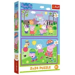 Kép 1/3 - Peppa a játszótéren 2×24 db-os puzzle – Trefl