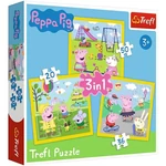Kép 1/4 - Peppa malac: Egy boldog nap 3 az 1-ben puzzle – Trefl