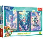 Kép 1/4 - Színes mesevilág – 3 x 50 db-os puzzle unikornissal, sellővel és sárkánnyal – Trefl
