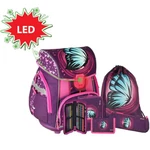Kép 1/6 - Spirit: Blue Butterfly mintás, LED-es iskolatáska, hátizsák 6 db-os szett