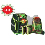 Kép 1/6 - Spirit: T-Rex, 3D mintás, LED-es iskolatáska, hátizsák 5 db-os szett