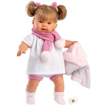 Kép 3/4 - Llorens: Alexandra 42 cm-es síró baba cumival rózsaszín bojtos sállal