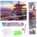 Kép 2/4 - Gyémántszemes kirakó: Japán pagoda gyémántfestő szett 30×40 cm