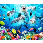 Kép 1/3 - Gyémántszemes kirakó: Delfinek gyémántfestő szett 40×50 cm