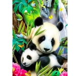 Kép 1/3 - Gyémántszemes kirakó: Pandák gyémántfestő szett 40×50 cm