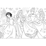 Kép 3/3 - Disney Hercegnők 2 az 1-ben 60 db-os puzzle és színező 50×35 cm – Lisciani