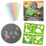 Kép 1/3 - World of Dinosaur: Aszfaltkréta szett dinoszauruszos sablonnal