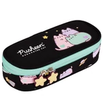 Kép 1/2 - Pusheen cicás ovális tolltartó türkiz-fekete színben 23 cm