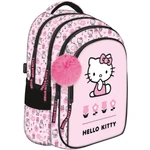 Kép 1/2 - Rózsaszín Hello Kitty mintás 4 rekeszes iskolatáska, hátizsák pomponnal BPL58 40x28x18 cm