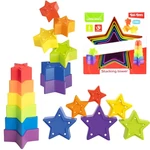 Kép 1/4 - Little Stars: Színes csillag formájú toronyépítő bébijáték