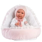 Kép 1/6 - Llorens: Mimi 42 cm-es síró kislány baba pink ruhában bölcsővel