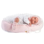 Kép 3/6 - Llorens: Mimi 42 cm-es síró kislány baba pink ruhában bölcsővel