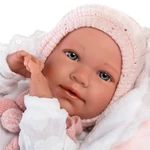 Kép 4/6 - Llorens: Mimi 42 cm-es síró kislány baba pink ruhában bölcsővel
