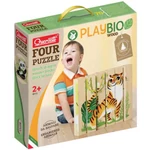 Kép 1/2 - PlayBio Veszélyeztetett állatok 4 az 1-ben fahasáb puzzle – Quercetti