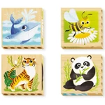 Kép 2/2 - PlayBio Veszélyeztetett állatok 4 az 1-ben fahasáb puzzle – Quercetti
