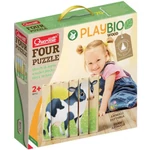 Kép 1/2 - PlayBio Háztáji állatok 4 az 1-ben fahasáb puzzle – Quercetti