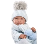 Kép 4/4 - Llorens: Tino 43 cm-es újszülött fiú baba kék babapléddel, cumival és 3 db különböző ruhával