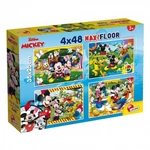 Kép 1/3 - Mickey egér 2 az 1-ben maxi 4×48 db-os puzzle és színező 35×25 cm – Lisciani