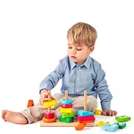 Kép 2/2 - Montessori fa toronyépítő játékszett – Woodyland
