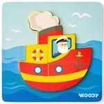 Kép 1/3 - Fa hajós 5 db-os baba puzzle – Woodyland