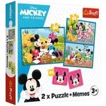Kép 1/3 - Disney: Mickey és Minnie puzzle és memóriakártya 2 az 1-ben szett – Trefl