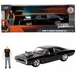 Kép 1/3 - Halálos iramban: 1970 Dodge Charger fém autómodell Dom figurával 1/24 – Simba Toys