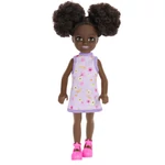 Kép 2/4 - Barbie: Chelsea barna hajú baba virágos ruhában 15 cm – Mattel