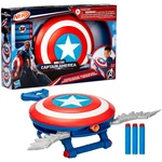 Kép 1/3 - Nerf: Amerika Kapitány – Szép új világ Blaster skyshot szivacslövő pajzs – Hasbro