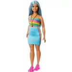 Kép 3/5 - Barbie: Fashionista stílus baba színes csíkos ruhában – Mattel